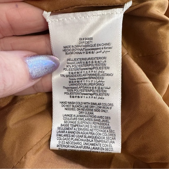 BCBGMAXAZRIA Faux Suede Jacket Cognac Zip Front Peplum Hem NWT Sz 2 - Picture 6 of 7